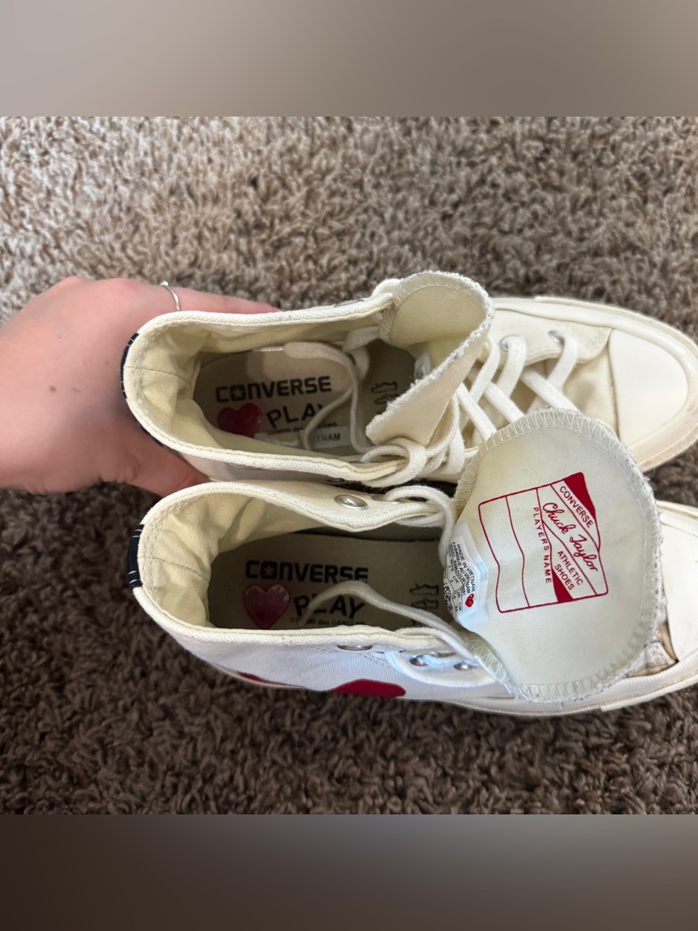 Comme des Garcons Play x Converse White High Top Sneakers - Picture 11 of 11